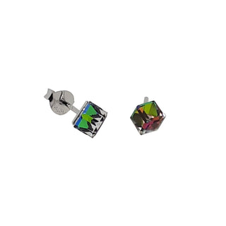 Mcj Stud Swarovski Crystal Square - Small Vitrail M - Pink Poppies