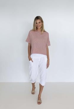 Humidity Pant Castaway White - Pink Poppies 