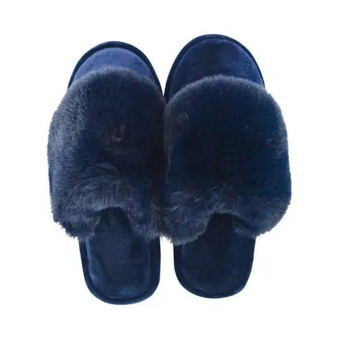 Annabel Trends Slipper Cosy Luxe Midnight Large - Pink Poppies 