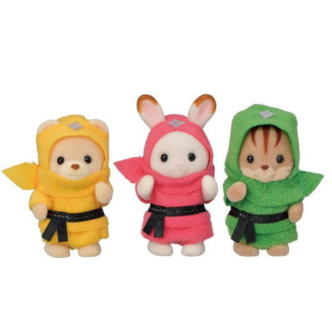 Sylvanian Families - Costume Cuties Baby Trio (ninja) - Pink Poppies 