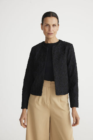 Brave&true Jacket Versaille - Black Raised Embroidery - Pink Poppies
