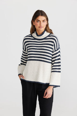 Shanty Knit Granada Navy&natural - Pink Poppies