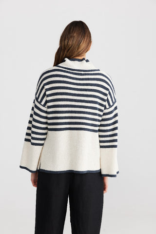 Shanty Knit Granada Navy&natural - Pink Poppies