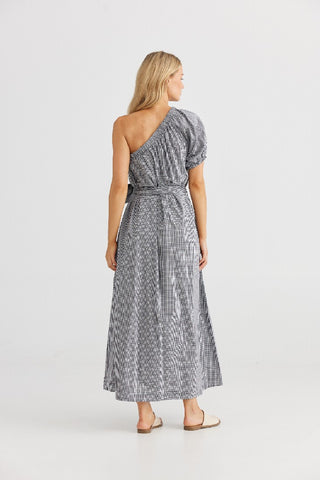 Shanty Dress Nola Maxi Black Check - Pink Poppies