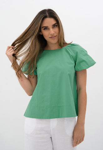 Humidity Blouse Bellini Green - Pink Poppies 