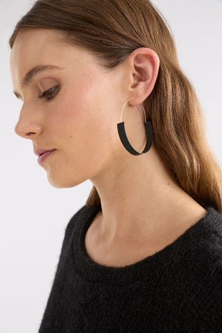 Elk Earrings Tona Large Hoop - Black