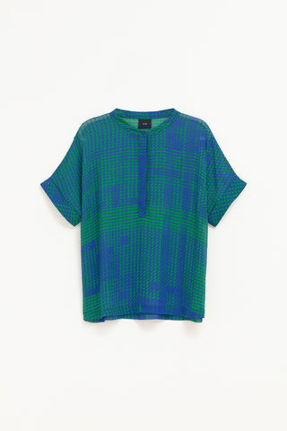 Elk Shirt Lukko Teal Cross Stitch Print - Pink Poppies
