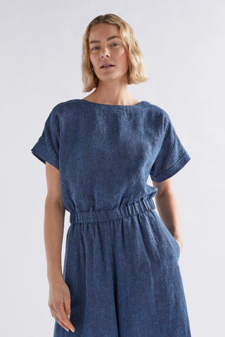 Elk Top Sav Denim Two Tone - Pink Poppies