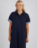 Elm Dress Grace Polo Navy - Pink Poppies 