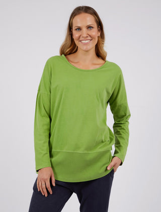 Elm Tee Rib L/s Jungle Green - Pink Poppies