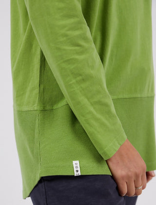 Elm Tee Rib L/s Jungle Green - Pink Poppies