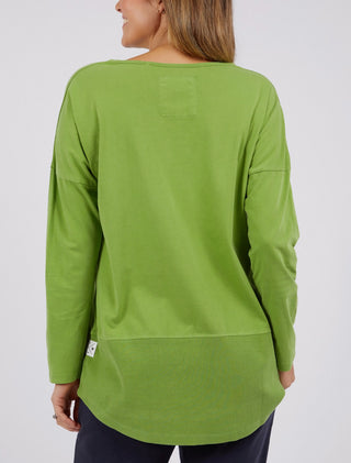 Elm Tee Rib L/s Jungle Green - Pink Poppies