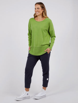 Elm Tee Rib L/s Jungle Green - Pink Poppies
