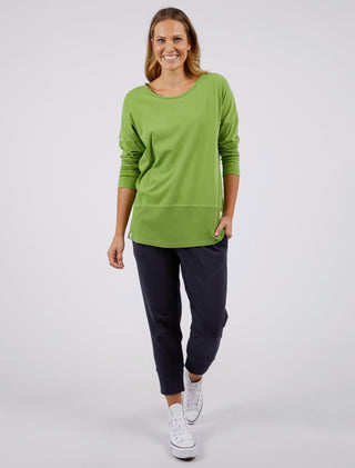 Elm Tee Rib L/s Jungle Green - Pink Poppies