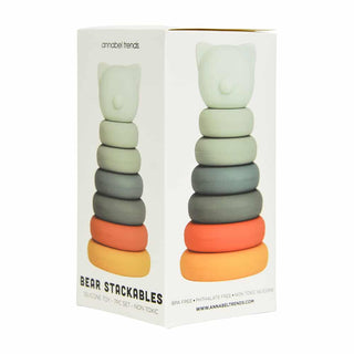 Annabel Trends Silicone Stackable Bear - Pink Poppies