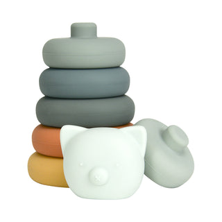 Annabel Trends Silicone Stackable Bear - Pink Poppies