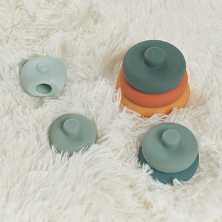 Annabel Trends Silicone Stackable Bear - Pink Poppies