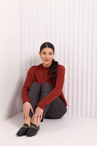 Foil Pant Go To Print - Check In - Pink Poppies