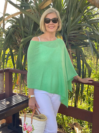 Classic Topper Cashmere Aloha Green - Pink Poppies