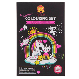 Tiger Tribe Colouring Set Neon Unicorns And Friends - Pink Poppies