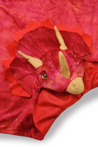 Great Pretenders Red Triceratops Hooded Cape 4-5years - Pink Poppies