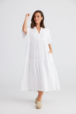 Holiday Dress Lynwood White - Pink Poppies