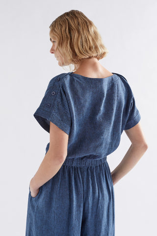 Elk Top Sav Denim Two Tone - Pink Poppies