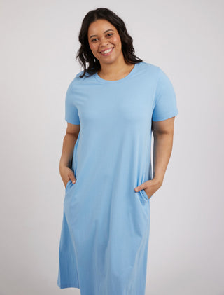 Elm Dress Adira Azure Blue - Pink Poppies