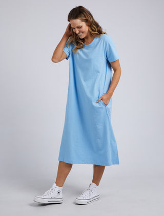 Elm Dress Adira Azure Blue - Pink Poppies