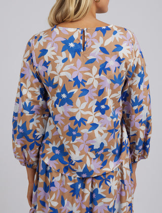 Elm Top Marguerite Mocha - Pink Poppies