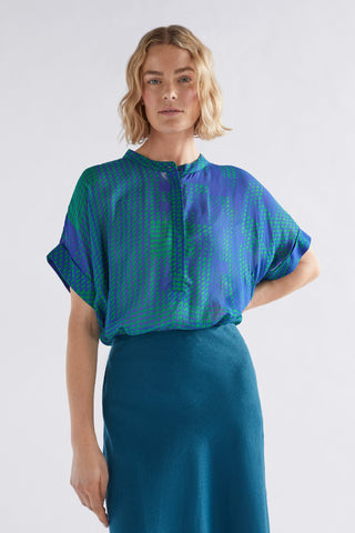 Elk Shirt Lukko Teal Cross Stitch Print - Pink Poppies