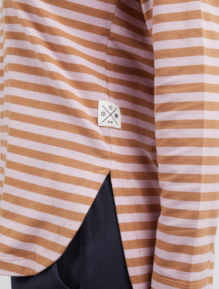 Elm Tee Lauren L/s Stripe Tan & Heather - Pink Poppies