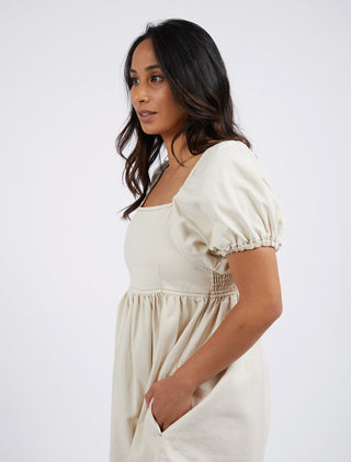 Foxwood Dress Jade Ecru - Pink Poppies