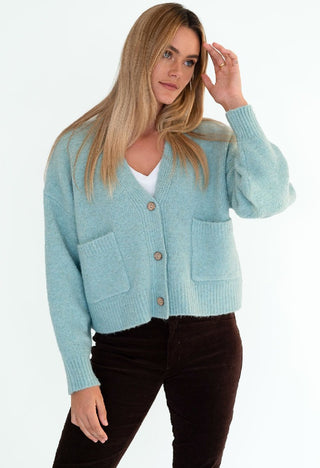 Humidity Cardi Remy Seafoam - Pink Poppies