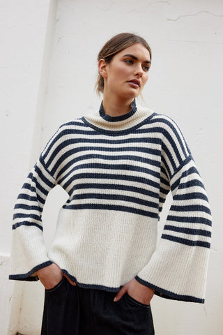 Shanty Knit Granada Navy&natural - Pink Poppies