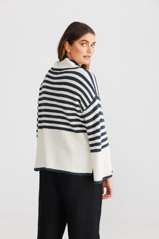 Shanty Knit Granada Navy&natural - Pink Poppies