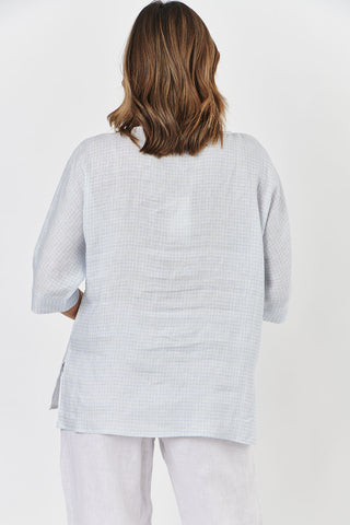 Naturals By O&j Top 3/4 Stream Gingham - Pink Poppies