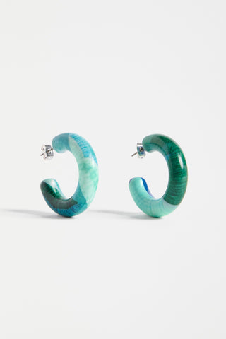 Elk Earrings Green Komi Print Resso Hoop