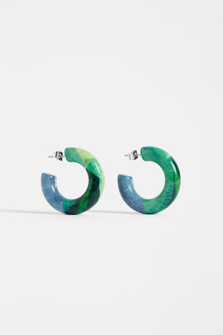 Elk Earrings Green Komi Print Resso Hoop