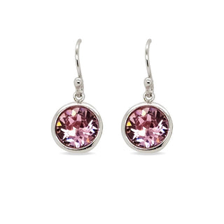 Mcj Earrings Swarovski Crystal Round Drop - Light Rose