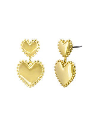 Tigertree Earrings Heart Double Gold Ball Edged