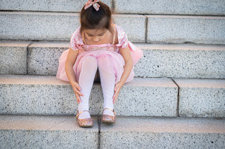 Great Pretenders Tights White Rhinestone - Pink Poppies