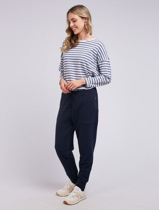 Elm Trackpant Cosy Navy - Pink Poppies