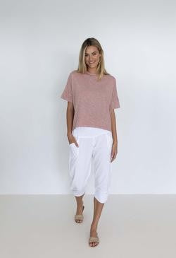 Humidity Pant Castaway White - Pink Poppies