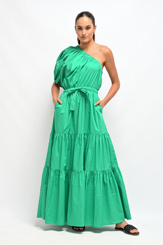 Wyatt Wylde Dress Palmer Maxi Green - Pink Poppies