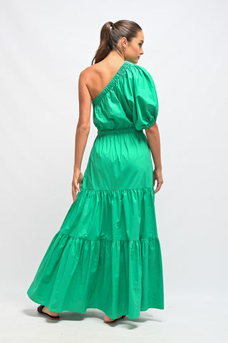 Wyatt Wylde Dress Palmer Maxi Green - Pink Poppies