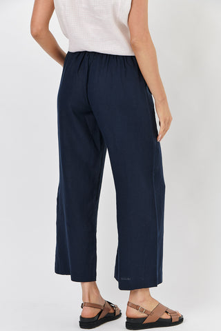 Naturals By O&j Pants 3/4 Wide Navy - Pink Poppies