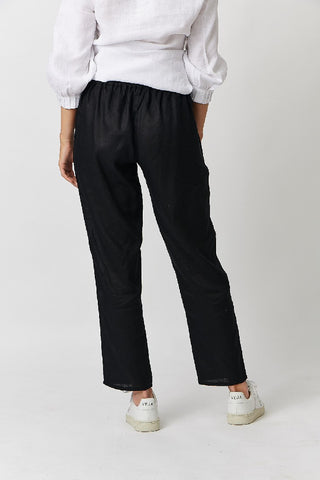 Naturals By O&j Pants Black Linen - Pink Poppies