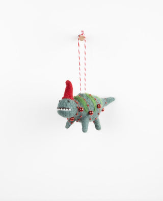 Xmas Storybook Dinosaur Green - Pink Poppies