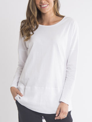 Elm Tee Rib L/s White - Pink Poppies